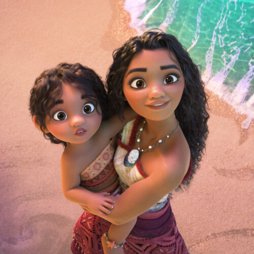 BIG SIS -- In Walt Disney Animation Studios’ all-new feature film “Moana 2,” Moana embarks on an expansive new voyage to the far seas of Oceania—but now that she has a little sister, Simea, the stakes are so much higher. Simea looks up to Moana and misses her terribly when she’s gone. Leaving that adorable face is hard for Moana—even if the future of their people depends on it. Featuring the voices Auli‘i Cravalho as Moana and Khaleesi Lambert-Tsuda as Simea, the all-new feature film opens in theaters on Nov. 27, 2024. © 2024 Disney Enterprises, Inc. All Rights Reserved.